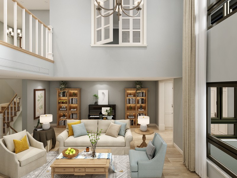 别墅装修设计美式田园风格客厅 别墅装修设计美式田园风格客厅