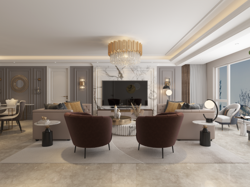 洋房轻奢风格设计客厅 洋房轻奢风格设计客厅