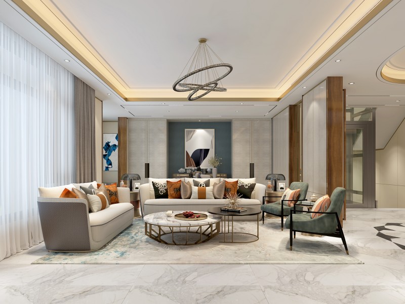 别墅装修现代轻奢风客厅 别墅装修现代轻奢风客厅