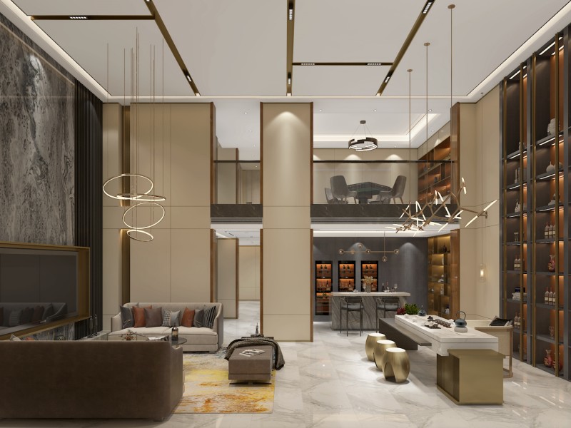 别墅装修现代轻奢风休闲区 别墅装修现代轻奢风休闲区